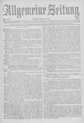 Allgemeine Zeitung Freitag 24. Juni 1881