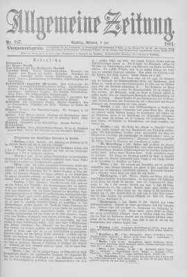 Allgemeine Zeitung Mittwoch 6. Juli 1881