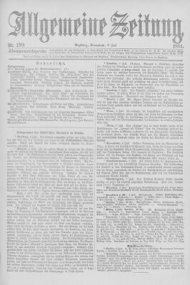 Allgemeine Zeitung Samstag 9. Juli 1881