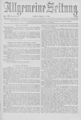 Allgemeine Zeitung Monday 11. July 1881