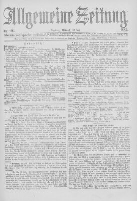 Allgemeine Zeitung Mittwoch 13. Juli 1881