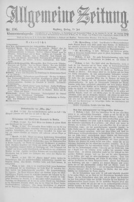 Allgemeine Zeitung Freitag 15. Juli 1881