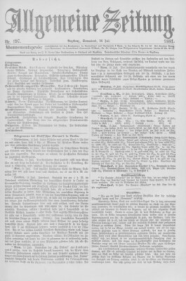 Allgemeine Zeitung Samstag 16. Juli 1881