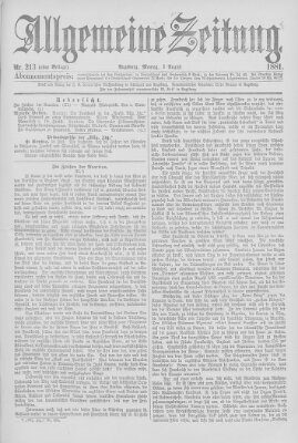 Allgemeine Zeitung Montag 1. August 1881