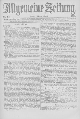 Allgemeine Zeitung Mittwoch 3. August 1881