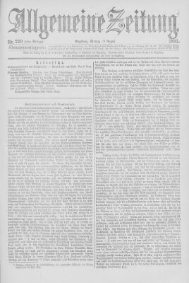 Allgemeine Zeitung Montag 8. August 1881