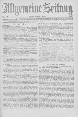 Allgemeine Zeitung Dienstag 9. August 1881