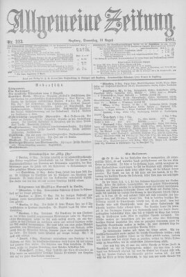 Allgemeine Zeitung Donnerstag 11. August 1881