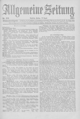 Allgemeine Zeitung Freitag 19. August 1881