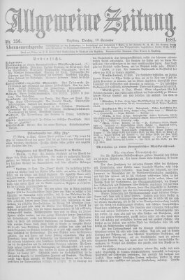 Allgemeine Zeitung Dienstag 13. September 1881