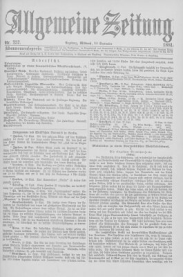 Allgemeine Zeitung Mittwoch 14. September 1881