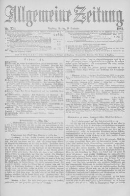 Allgemeine Zeitung Freitag 16. September 1881