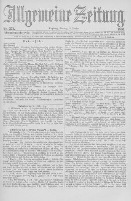 Allgemeine Zeitung Sonntag 2. Oktober 1881