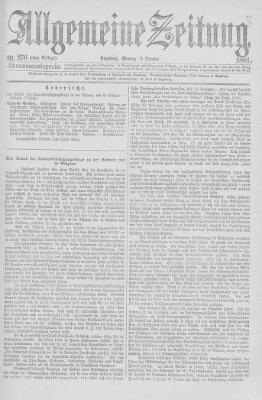 Allgemeine Zeitung Montag 3. Oktober 1881