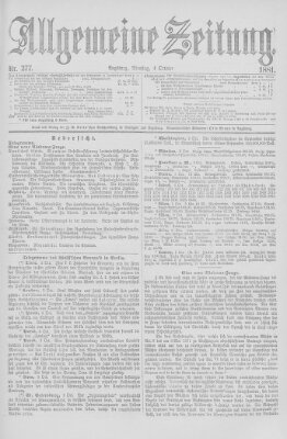 Allgemeine Zeitung Dienstag 4. Oktober 1881