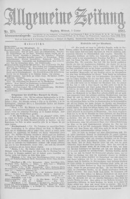 Allgemeine Zeitung Mittwoch 5. Oktober 1881