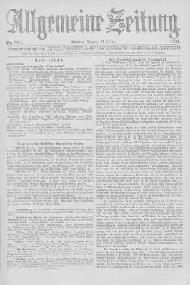 Allgemeine Zeitung Dienstag 11. Oktober 1881