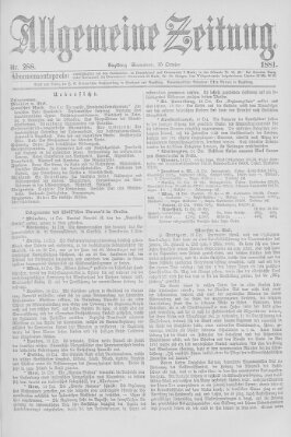 Allgemeine Zeitung Samstag 15. Oktober 1881