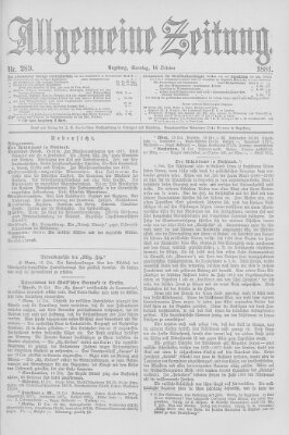 Allgemeine Zeitung Sonntag 16. Oktober 1881