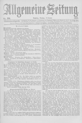 Allgemeine Zeitung Dienstag 18. Oktober 1881