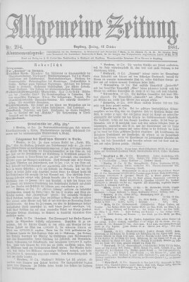 Allgemeine Zeitung Freitag 21. Oktober 1881