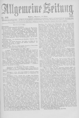 Allgemeine Zeitung Samstag 29. Oktober 1881