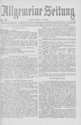 Allgemeine Zeitung Sonntag 13. November 1881