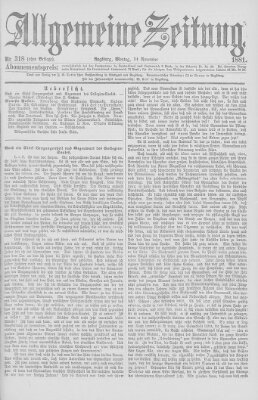 Allgemeine Zeitung Montag 14. November 1881