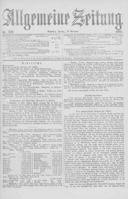 Allgemeine Zeitung Freitag 18. November 1881