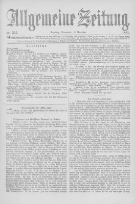 Allgemeine Zeitung Samstag 19. November 1881