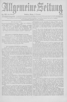 Allgemeine Zeitung Montag 21. November 1881