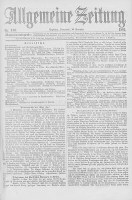 Allgemeine Zeitung Samstag 26. November 1881