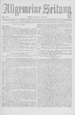 Allgemeine Zeitung Samstag 3. Dezember 1881