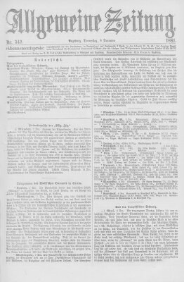 Allgemeine Zeitung Donnerstag 8. Dezember 1881