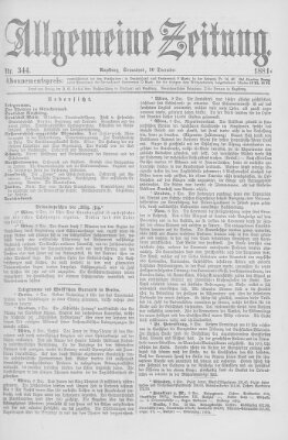 Allgemeine Zeitung Samstag 10. Dezember 1881