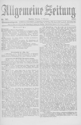 Allgemeine Zeitung Sonntag 11. Dezember 1881