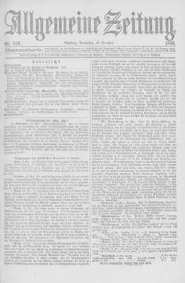 Allgemeine Zeitung Donnerstag 22. Dezember 1881