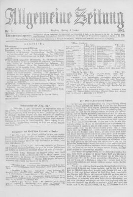 Allgemeine Zeitung Freitag 6. Januar 1882