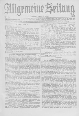 Allgemeine Zeitung Sonntag 8. Januar 1882