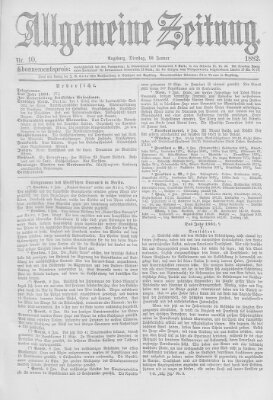 Allgemeine Zeitung Dienstag 10. Januar 1882