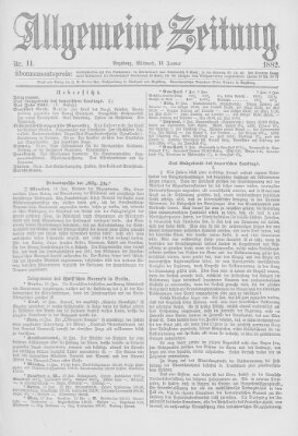 Allgemeine Zeitung Mittwoch 11. Januar 1882