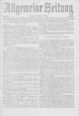 Allgemeine Zeitung Donnerstag 12. Januar 1882