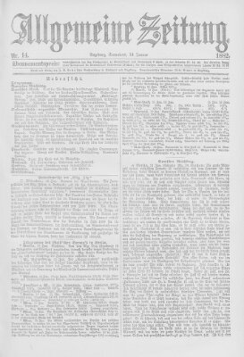 Allgemeine Zeitung Samstag 14. Januar 1882