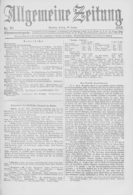 Allgemeine Zeitung Freitag 20. Januar 1882