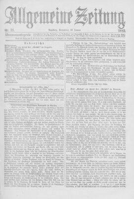 Allgemeine Zeitung Samstag 21. Januar 1882