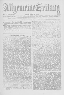 Allgemeine Zeitung Montag 23. Januar 1882