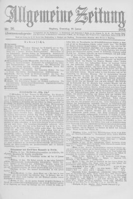 Allgemeine Zeitung Donnerstag 26. Januar 1882