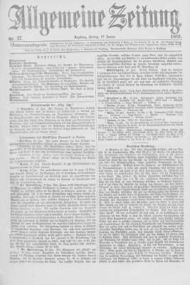 Allgemeine Zeitung Freitag 27. Januar 1882