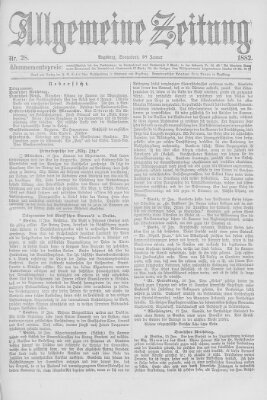 Allgemeine Zeitung Samstag 28. Januar 1882