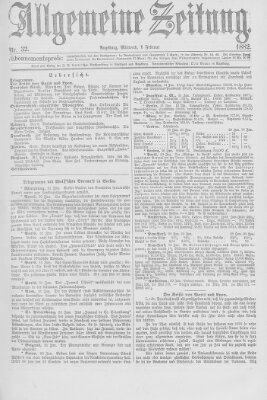 Allgemeine Zeitung Mittwoch 1. Februar 1882